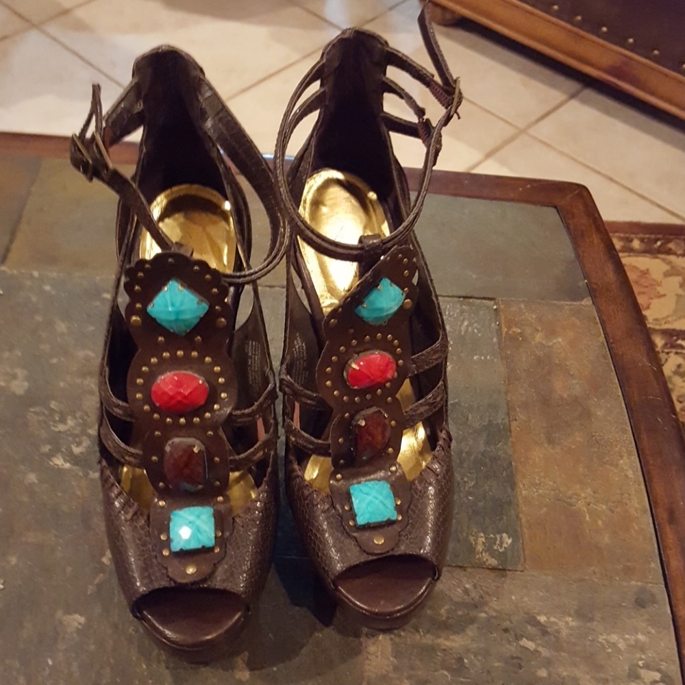 Baby Phat Jeweled Platform Sandals Sz 7